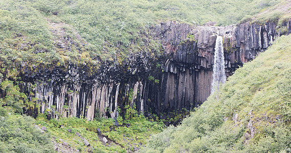 斯瓦尔蒂弗斯黑瀑 斯卡夫塔法尔 冰岛喷射瀑布流动旅行悬崖公园国家峡谷六边形柱子图片