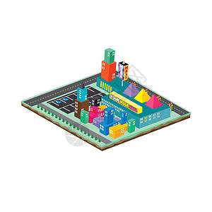 象数块卡通世界等距游戏街道办公室插图卡通片建筑城市图片