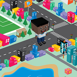 平方等度世界卡通街道人群世界卡通片插图男性视频侏儒社区城市图片