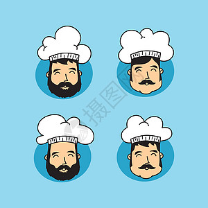 有趣的漫画主厨胡子糕点餐厅厨师厨房卡通片图片