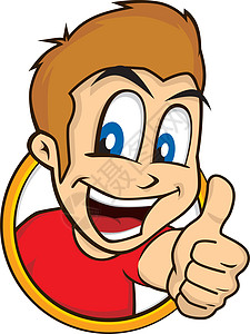卡通男子拇指上升男生微笑活力成就插图优胜者幸福播音员剪贴金发女郎图片