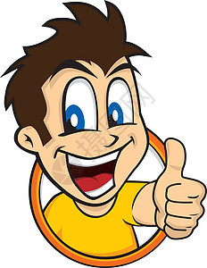 卡通男子拇指上升金发女郎播音员笑脸幸福剪贴微笑胜利吉祥物活力乐趣图片