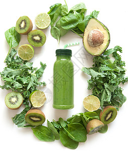 绿色冰沙饮料菠菜水果饮食蔬菜食物果汁奇异果排毒奶昔图片