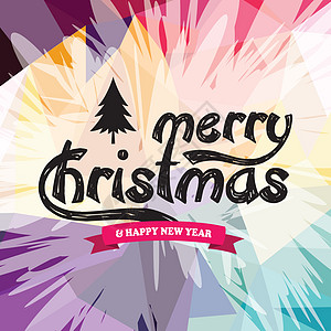 祝你圣诞快乐 colorfu彩虹艺术标签绘画庆典打印标题插图刻字卡片图片