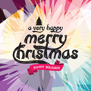 祝你圣诞快乐 colorfu卡片插图标题刻字庆典艺术字体彩虹标签打印图片