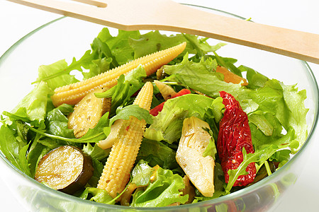 混合沙拉棒子蔬菜起动机小菜小吃玉米食物盘子图片