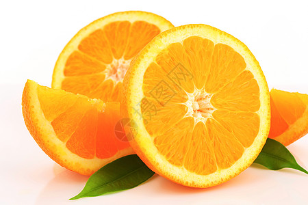 橙子半分和杂草楔子食物水果片段横截面图片