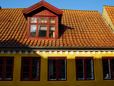 丹麦传统古老的装饰风格丹麦房子家园Denma街道历史旅行旅游住宅建筑学文化入口建筑天空图片