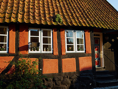 丹麦传统古老的装饰风格丹麦房子家园Denma旅游旅行村庄遗产历史住宅街道文化建筑学财产图片
