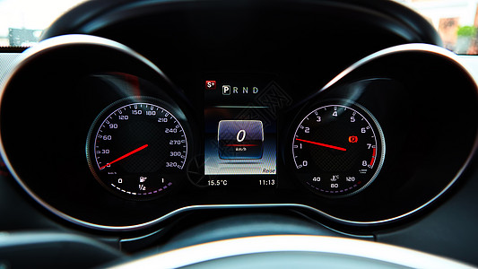 现代车速计 仪表板贴近镜头奢华技术速度车辆蓝色指标乐器展示座舱驾驶图片