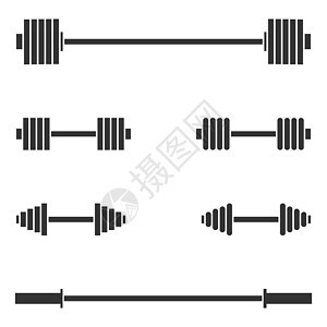 一组运动设备 矢量说明举重插图网络肌肉健身房杠铃训练俱乐部讲师街道背景图片