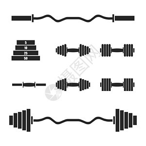 一组运动设备 矢量说明绘画训练重量杠铃运动员培训师讲师身体街道力量背景图片