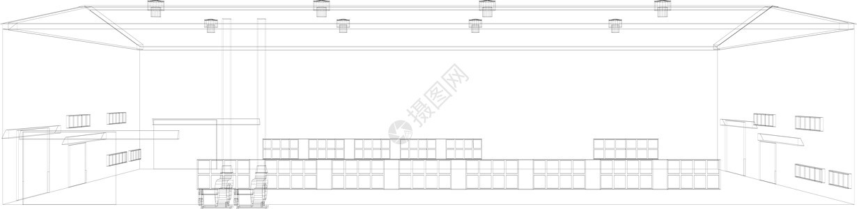 线框工业建筑 韦克托送货物流商业仓库设施贮存车库金属运输地面图片