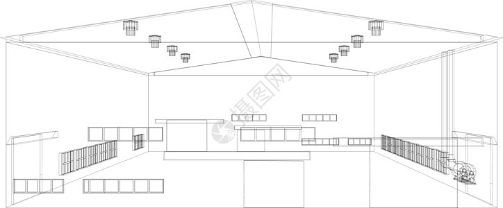 线框工业建筑 韦克托贮存设施住房商业仓库车库金属生意码头建筑学图片