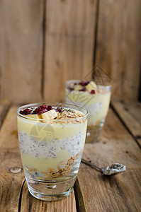 生物健康早餐营养奶制品玻璃食物甜点水果谷物覆盆子乡村浆果图片