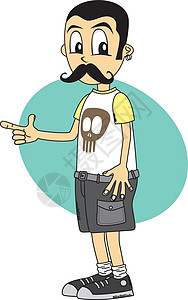 男性漫画人物的手指手势主题小胡子男生胡须拇指青少年胡子插图男人潮人卡通片青年图片