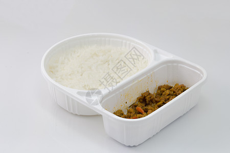 与来自泰国的米饭共进即时大餐美食盒子营养桌子草药饮食午餐盘子油炸蔬菜图片