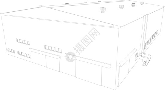 线框工业建筑 韦克托送货车库商业物流住房入口职场建筑学仓库生意图片