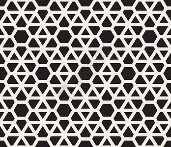 矢量无缝黑色和白色线条网格模式纺织品条纹马赛克墙纸镶嵌对角线路面正方形星星织物图片
