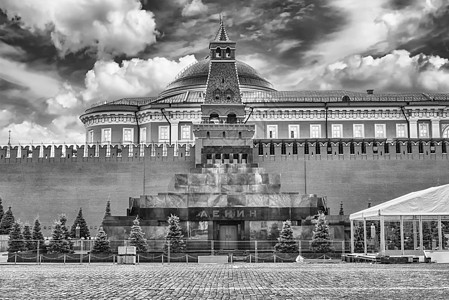 Lenin俄罗斯莫斯科红广场标志性里程碑晴天蓝色地标星星正方形历史性首都建筑城市博物馆图片