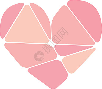 粉红色的心符号组成的抽象形式孤立在惠特图片