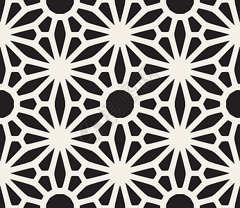 矢量无缝黑白花边花纹马赛克六边形装饰品墙纸包装正方形镶嵌打印纺织品对角线图片