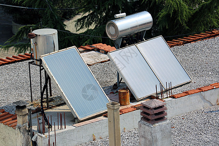 屋顶上的太阳能板板生态光伏创新安装房子电气阳台经济集电极发电机图片