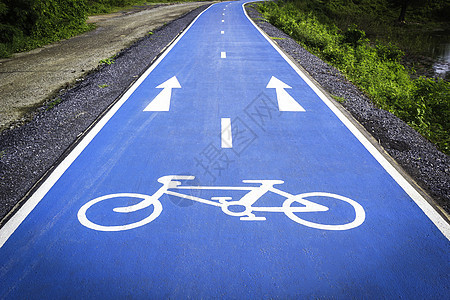 蓝色自行车符号车道图片