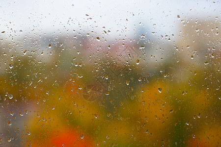 秋雨玻璃黄色窗户橙子雨滴图片