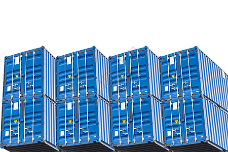 6个蓝色海运集装箱堆图片