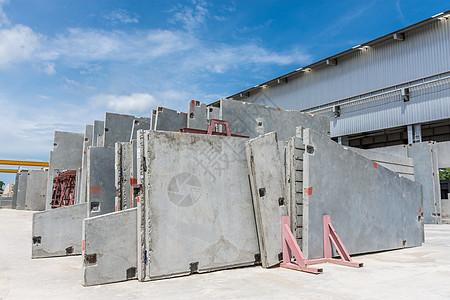 预建混凝土墙壁板控制板起重机天空技术面板工程工作蓝色商业建筑图片