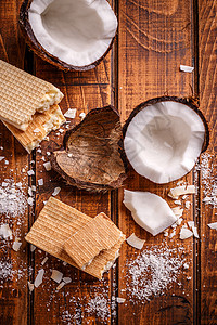 白巧克力饼胡扯糖果小吃蛋糕饼干椰子晶圆巧克力白色食物图片