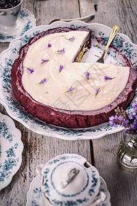 蓝莓蛋糕美食紫色奶油蓝色小吃水果水果蛋糕食物甜点盘子图片
