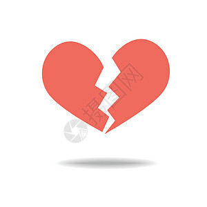 红心碎/伤心或离婚应用程序的平板图标图片