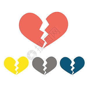 应用程序和网络的心碎/心碎或离婚统一图标图片