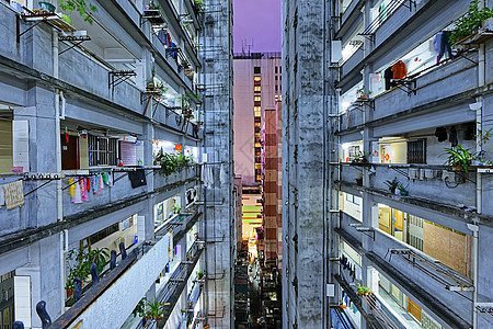 香港贫民区市区区住宅不动产民众高楼天际景观摩天大楼公寓日落建筑学图片