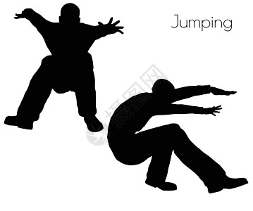 男人在跳跃动作的姿势男性剪影插图飞跃阴影跳绳冒充图片