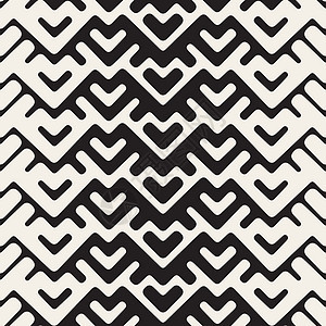 矢量无缝黑白雪佛龙几何民族图案水平长方形几何学艺术墙纸纺织品织物条纹方形白色图片
