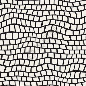 矢量无缝黑白扭曲路面花纹编织光学格子包装正方形条纹插图打印白色长方形图片