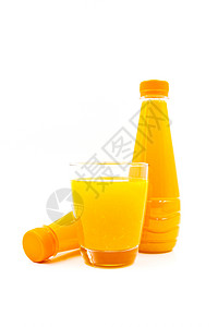 粉红果汁白色背景上隔离的新鲜橙汁瓶子液体工作室饮食食物黄色果汁水果橙子玻璃背景