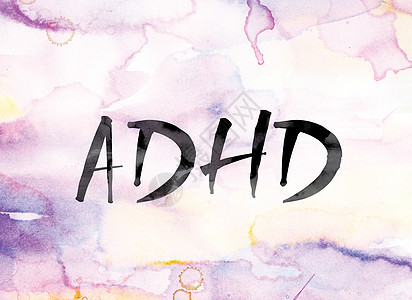 ADHD 彩色水彩和墨水字艺术图片