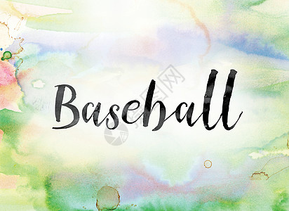 棒球彩色水彩和水墨字 Ar图片