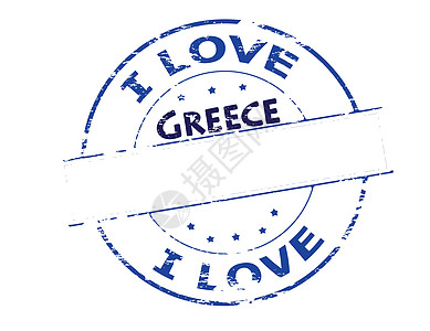 我爱希腊星星关系蓝色恋爱邮票墨水橡皮感情圆形爱情故事背景图片