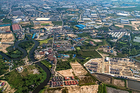 工业区土地开发的空中观察空间空气房屋车道农村家园村庄住宅国家财产天线图片