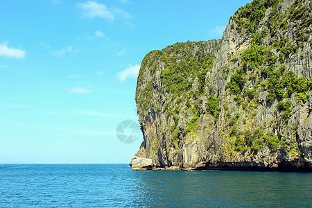 泰王国Krabi岛Fi岛的Loh samah海湾热带浮潜者浮潜潜水海洋胰岛游客悬崖尾巴蓝色图片