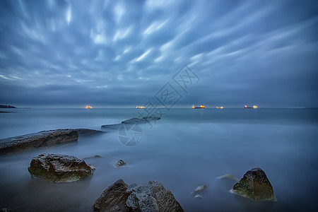 长栏长暴露长期海景背景