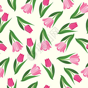 浪漫的手画背景 与郁金香粉色绘画艺术花束织物纺织品水彩插图装饰品花园图片
