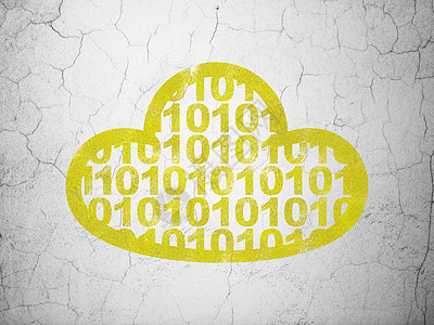云技术概念云与代码在墙上背景插图网站服务器互联网水泥解决方案背景墙软件数据网络图片