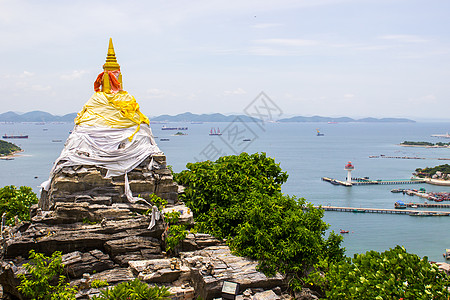 高志昌的岩石塔和全景码头岛屿蓝天船舶地标宝塔图片