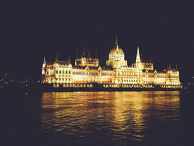 与匈牙利议会在晚上的布达佩斯市风景Name图片
